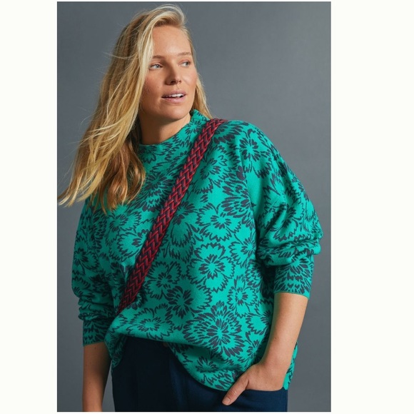 Anthropologie Sweaters - NEW Maeve Carys Mock Neck Sweater Pullover Floral Pullover Knit Anthropologie